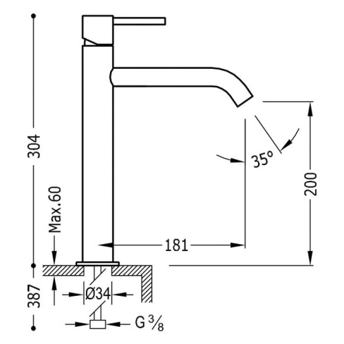 Bateria umywalkowa STUDY TRES stojąca czarny mat 26230701NM
