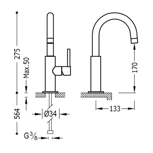 Bateria umywalkowa STUDY TRES chrom 26290403