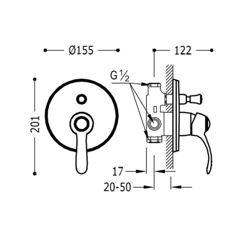 Bateria wannowa MONOCLASIC TRES podtynkowa chrom 24218001