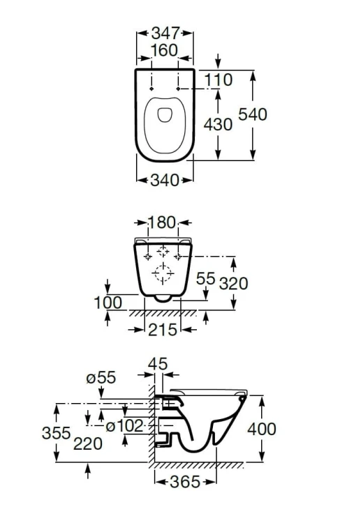 Miska wisząca WC ROCA GAP Rimless + deska wolnoopadająca, biała A34H47C000