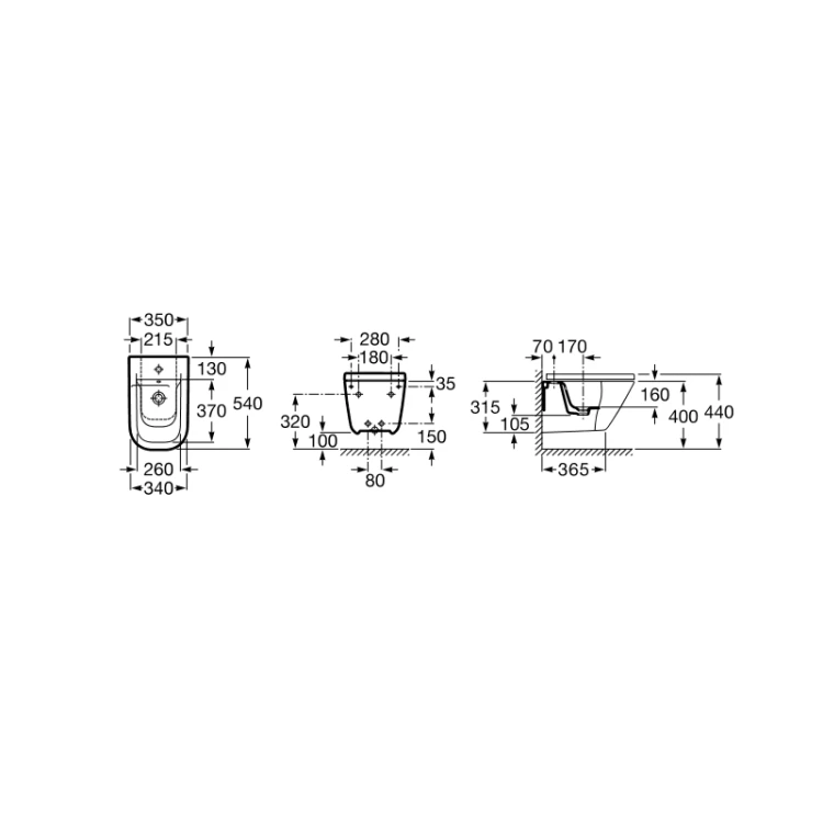 Bidet wiszący ROCA GAP kryte mocowania, biały A357476000