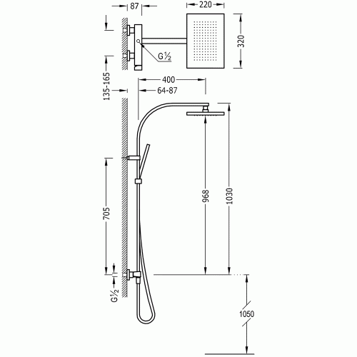 Zestaw prysznicowy SLIM TRES z baterią termostatyczną czarny mat 20219101NM