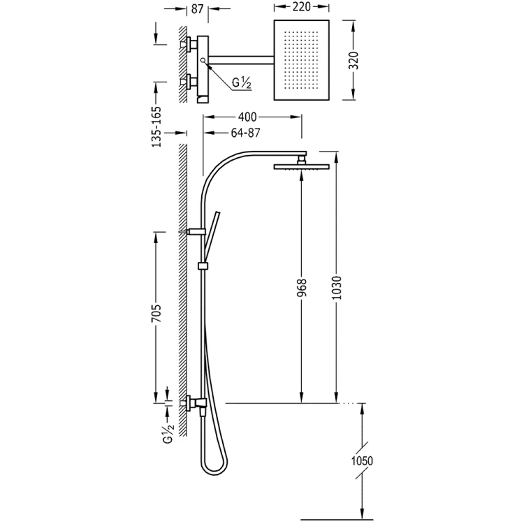 Zestaw prysznicowy SLIM TRES z baterią termostatyczną czarny mat 20219101NM