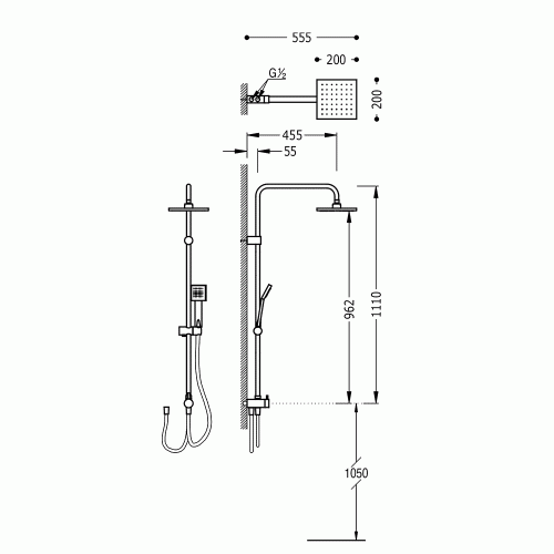 Zestaw prysznicowy FLAT TRES z baterią termostatyczną 20047501