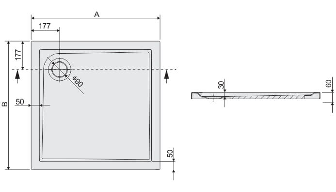 Brodzik kwadratowy SANPLAST PRESTIGE 80cm, zabudowany, ProSafe, biały 615-070-1020-01-002
