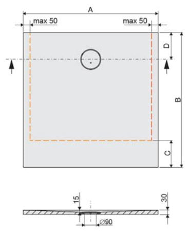 Brodzik kwadratowy SANPLAST STRUCTURE MINERAL B-M/STRUCTURE 90x90cm, biały 645-360-0030-01-010