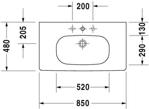 Umywalka meblowa DURAVIT D-CODE 85x48cm, biała 03428500002