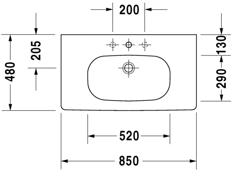 Umywalka meblowa DURAVIT D-CODE 85x48cm, biała 03428500002