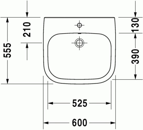 Umywalka DURAVIT D-CODE 60x55cm, dla niepełnosprawnych, bez przelewu, biała 23136000002