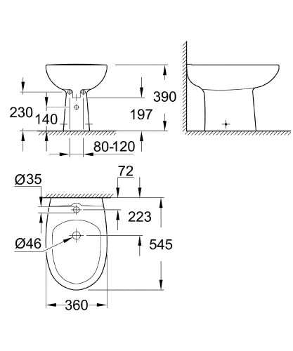 Bidet stojący GROHE BAU CERAMIC biały 39432000