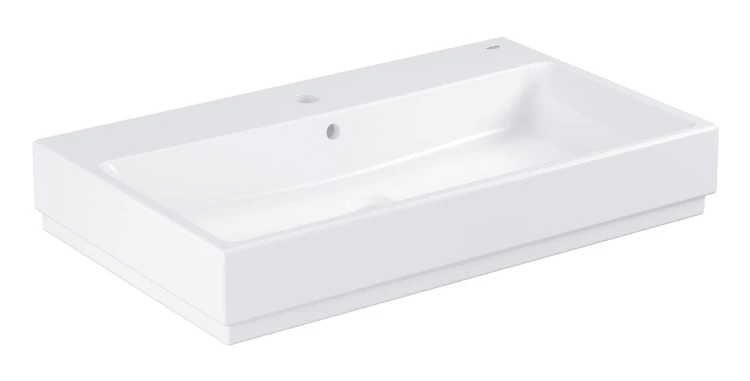 Umywalka nablatowa GROHE CUBE CERAMIC 80x49cm. z Otworem, z Przelewem, Biały Pure Guard - 3947600H