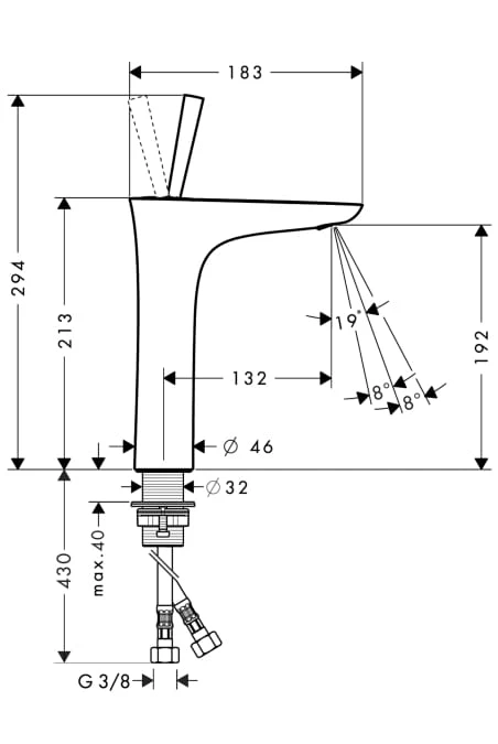 Bateria umywalkowa HANSGROHE PURAVIDA Highriser średnia chrom biały 15081400