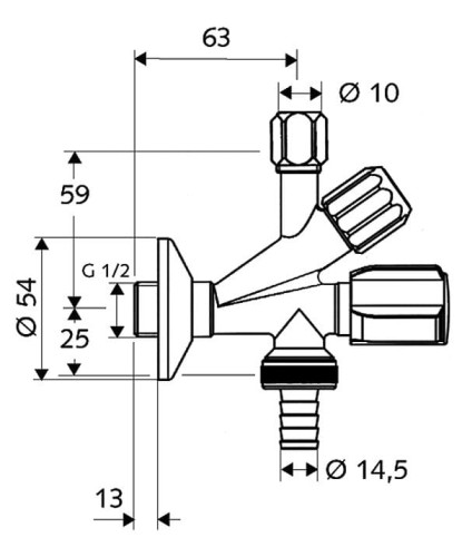 Zawór SCHELL COMFORT grzybkowy kombinowany 1/2 x 3/8 x 3/4 z filtrem 1/2 chrom 035600699