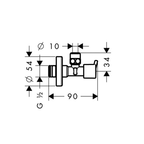 Zawór kątowy HANSGROHE S 1/2"x3/8" z zaciskiem, chrom 13901000