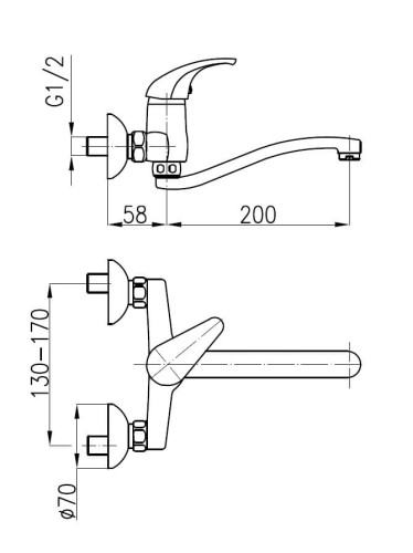Bateria kuchenna KFA BARYT ścienna, chrom 55091000
