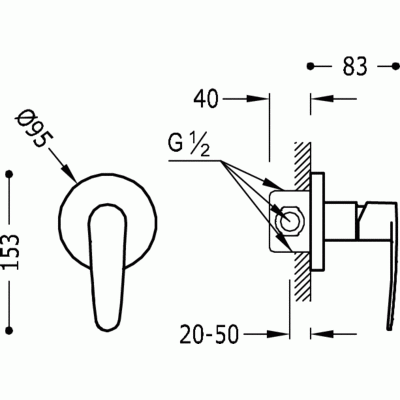 Bateria natryskowa FLAT TRES podtynkowa, chrom 20417701