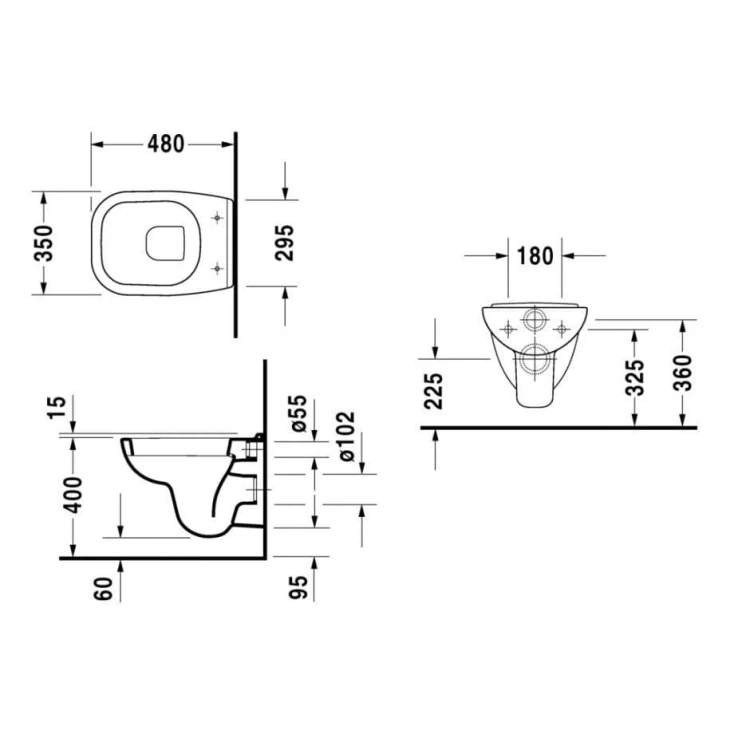 Miska wisząca WC DURAVIT D-CODE Compact 48x35cm, biała 221109002