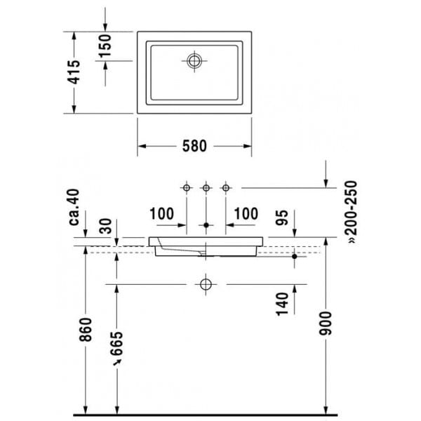 Umywalka DURAVIT 2ND FLOOR 58x41,5cm, biała 0317580000