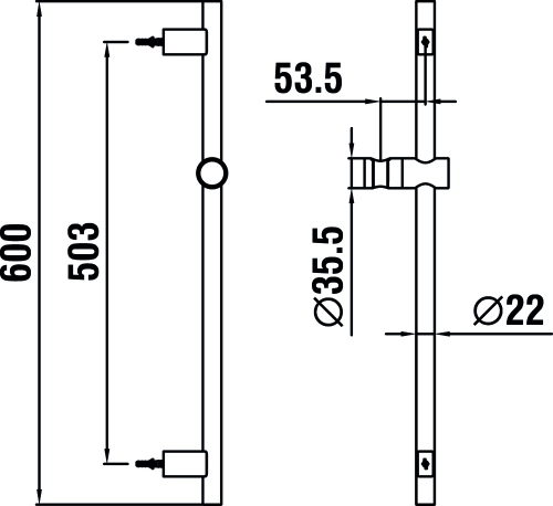 Drążek prysznicowy LAUFEN TwinGliss 60cm Chrom  H3649800043101