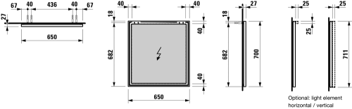 Lustro LAUFEN FRAME 25 w ramie aluminiowej 65x70 cm   H4474039001441