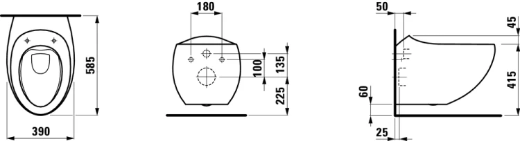 Miska wisząca LAUFEN ILBAGNOALESSI ONE Rimless biały H8209714000001