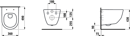 Miska wisząca LAUFEN PRO 360x490 rimless biały H8209654000001