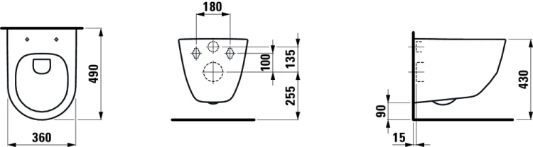 Miska wisząca LAUFEN PRO 360x490 rimless biały H8209654000001