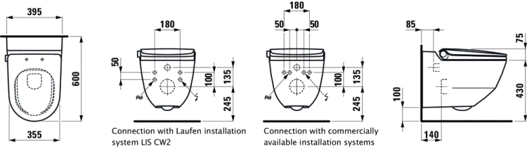 Miska wisząca LAUFEN PRO S 60x40cm z funkcją higieny intymnej biały  H8206914000001