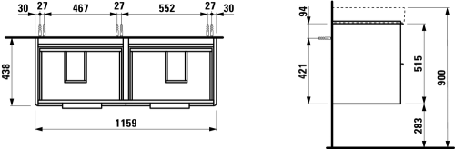 Szafka podumywalkowa LAUFEN BASE 1159x438x515mm 4S do umywalki LAUFEN PRO S 120cm 2K biały  H4024941102611