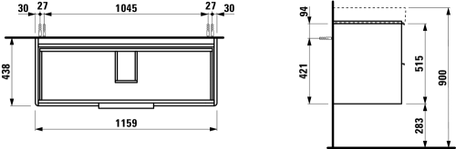 Szafka podumywalkowa LAUFEN BASE 1159x515x438mm 2S do umywalki LAUFEN PRO S 120cm biały  H4024921102611