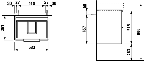 Szafka podumywalkowa LAUFEN BASE 530x390x530mm 2S do umywalki LAUFEN VAL 55cm biały  H4021921102611