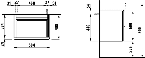 Szafka podumywalkowa LAUFEN SPACE 535x410x520mm pod umywalkę LAUFEN VAL 55cm biały Mat  H4101421601001