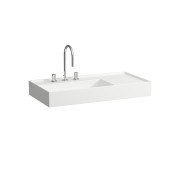 Umywalka KARTELL BY LAUFEN BY 90x46 cm blat po prawej, ukryty przelew, SaphirKerami biały H8103380001121