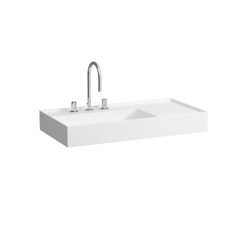 Umywalka KARTELL BY LAUFEN BY 90x46 cm blat po prawej, ukryty przelew, SaphirKerami biały H8103380001121