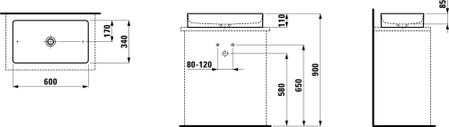 Umywalka LAUFEN LIVING SQUARE 60x34 nablatowa z powłoką LCC biały H8114344001121