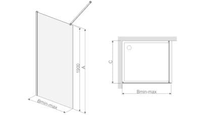 Ścianka Wolnostojąca SANPLAST P/TX5b 70cm. Szkło W0, Srebrny Błyszczący 600271210038401