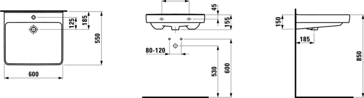 Umywalka LAUFEN PRO LIBERTY 60x55cm dla niepełnosprawnych, biały  H8119500001041