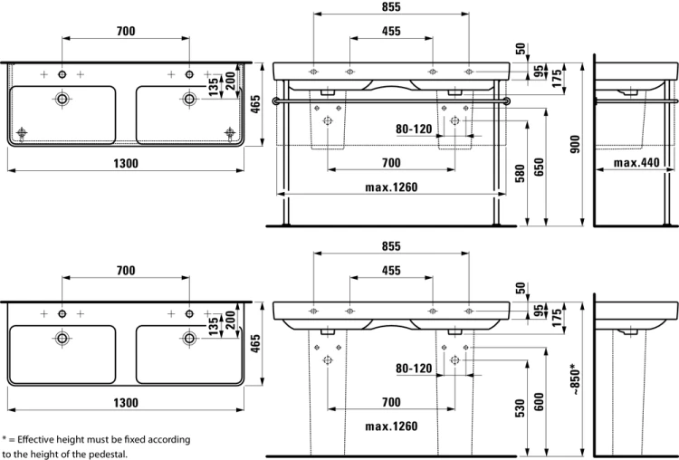 Umywalka LAUFEN PRO S 130x46 biały H8149680001091