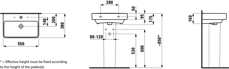 Umywalka LAUFEN PRO S 55x38cm biały H8189584001091