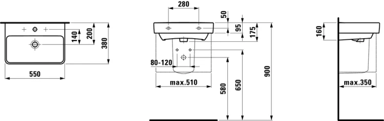 Umywalka LAUFEN PRO S 55x38cm biały  H8189580001091