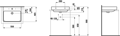 Umywalka LAUFEN PRO S 55x46,5 biały z możliwością postawienia na blacie H8169620001041