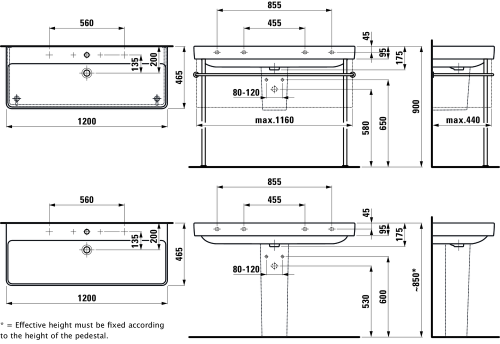 Umywalka LAUFEN PRO S jednokomorowa 120x46 H8149650001071