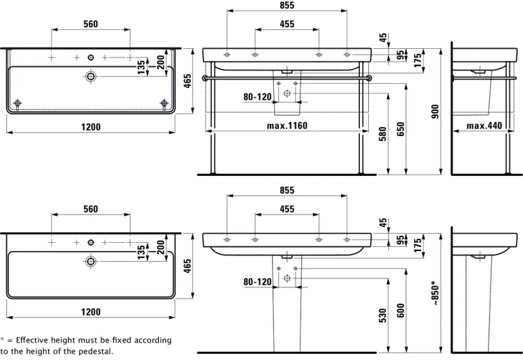 Umywalka LAUFEN PRO S jednokomorowa 120x46 H8149650001071