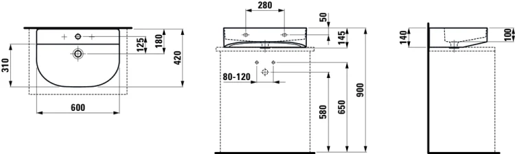 Umywalka LAUFEN SONAR 60x42cm Szlif, biały  H8163420001091