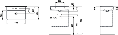 Umywalka LAUFEN VAL 600x420mm  H8102830001041