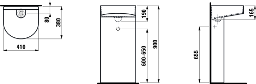 Umywalka monolityczna LAUFEN SONAR 41x38cm, biały  H8113410001121