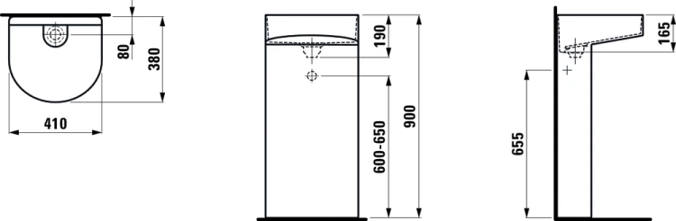 Umywalka monolityczna LAUFEN SONAR 41x38cm, biały  H8113410001121