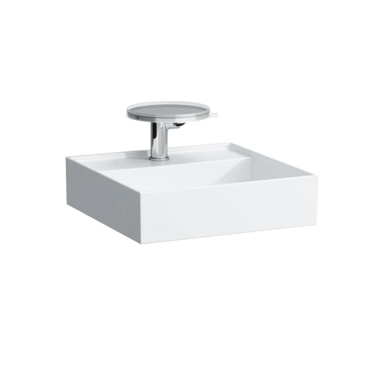 Umywalka nablatowa KARTELL BY LAUFEN SaphirKeramik 460x460 mm z ukrytym odpływem, biały H8153310001111