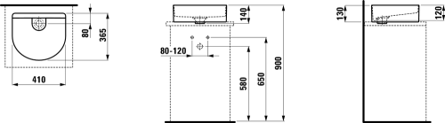 Umywalka nablatowa LAUFEN SONAR 41x36,5cm Szlif, biały  H8123420001121