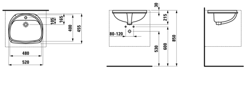 Umywalka podblatowa LAUFEN BIJOU 520 x 455 mm tw h8112300000001